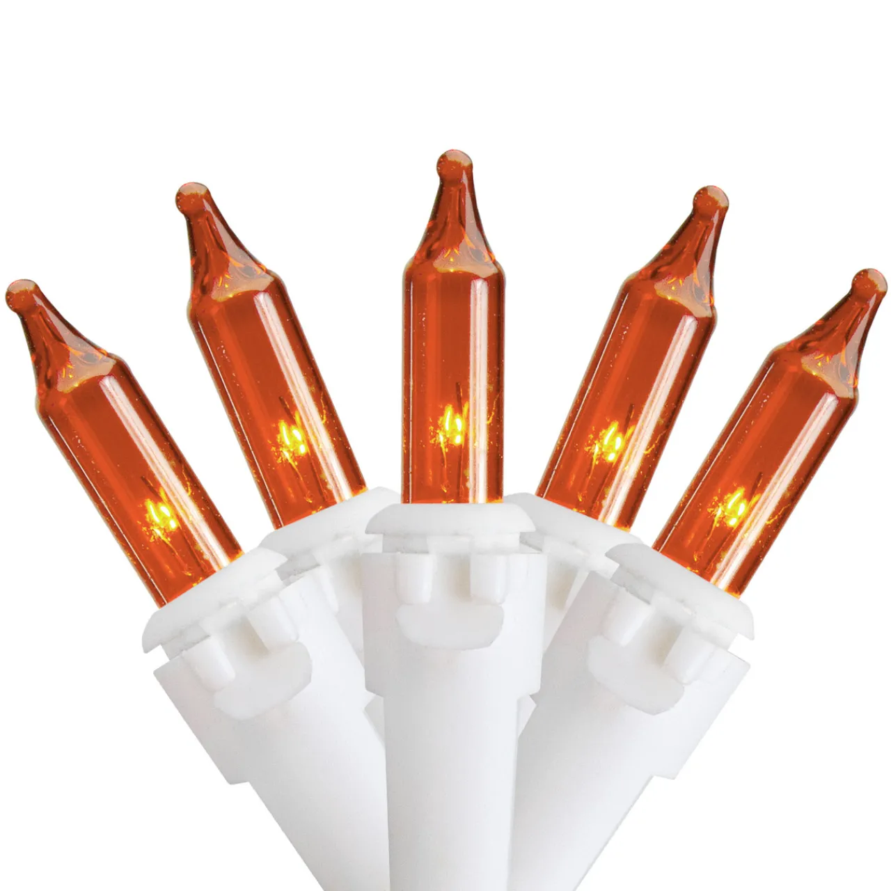 New 100 Count Orange Mini Icicle Christmas Lights - 3.5 ft White Wire Icicles