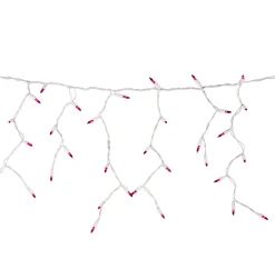 Discount 100 Count Pink Mini Icicle Christmas Lights - 3.5 ft White Wire Icicles