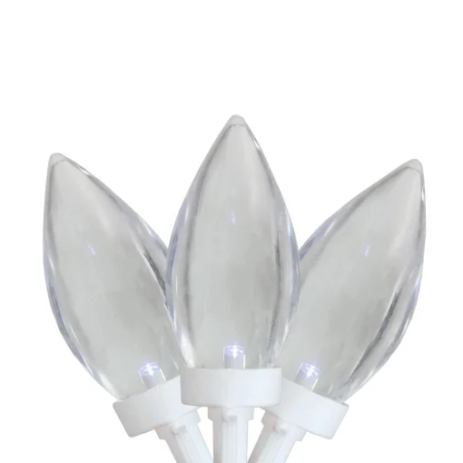 Best 25 Count Pure White LED C9 Christmas Lights, 16 ft White Wire C7 & C9 Lights