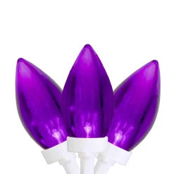 New 25 Count Purple LED C9 Christmas Lights, 16 ft White Wire C7 & C9 Lights