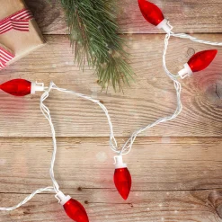 Clearance 25 Count Red LED C9 Christmas Lights, 16 ft White Wire C7 & C9 Lights