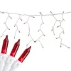 Best 100 Count Red Mini Icicle Christmas Lights - 3.5 ft White Wire Icicles