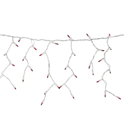 Best 100 Count Red Mini Icicle Christmas Lights - 3.5 ft White Wire Icicles