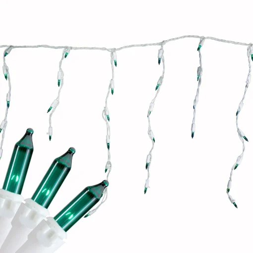 100 Count Teal Mini Icicle Christmas Lights, 3.5 ft White Wire Icicles