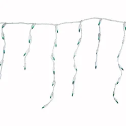 100 Count Teal Mini Icicle Christmas Lights, 3.5 ft White Wire Icicles