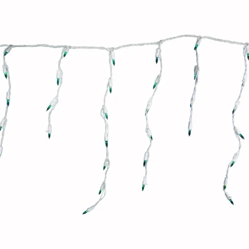 100 Count Teal Mini Icicle Christmas Lights, 3.5 ft White Wire Icicles