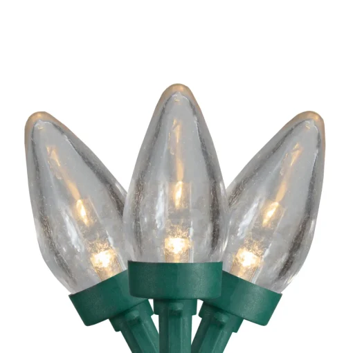 Outlet 50 Count Warm White LED C7 Christmas Lights, 20.25 ft Green Wire C7 & C9 Lights