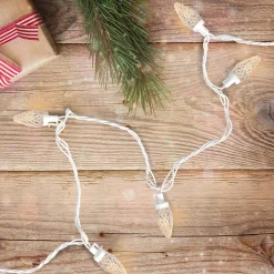 50 Count Warm White LED C7 Faceted Christmas Lights, 20.25 ft White Wire C7 & C9 Lights