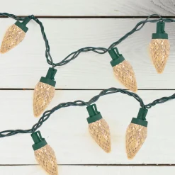 Online 50 Count Warm White LED Faceted C9 Christmas Light Set, 20.25 ft Green Wire C7 & C9 Lights