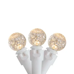 Outlet 50 Count Warm White LED G12 Berry Mini Christmas Lights, 15.9 ft White Wire Globes