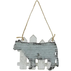 Clearance 4.5" Country Rustic Cow and White Picket Fence Christmas Ornament Animals
