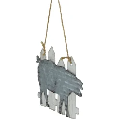 Outlet 7" Country Rustic Pig and White Picket Fence Christmas Ornament Animals