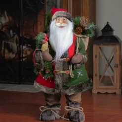 Outlet 24" Country Rustic Santa Claus with Snowflake Jacket Christmas Figure Santa Claus