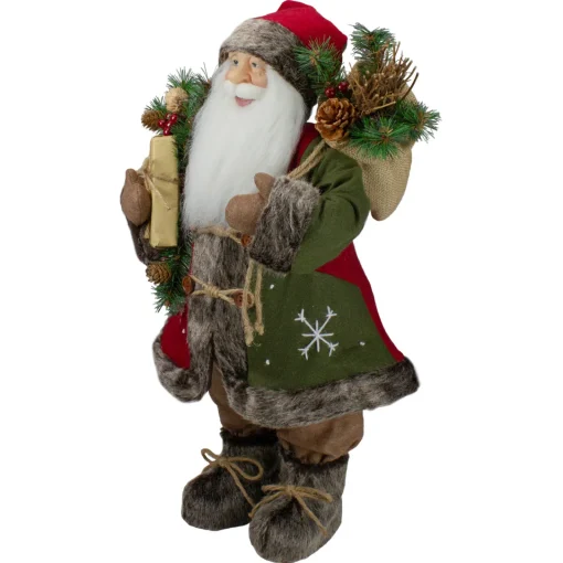 Outlet 24" Country Rustic Santa Claus with Snowflake Jacket Christmas Figure Santa Claus