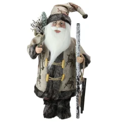 Hot 16.5" Country Rustic Santa Claus with Wooden Sled and Gifts Christmas Figure Santa Claus