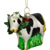 New 3" Cow with Wreath Christmas Glass Hanging Ornament Animals