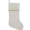 Sale 20" Cream and Gold Christmas Stocking with Faux Fur Stockings