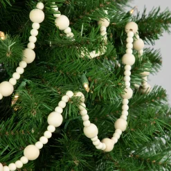 Outlet 6' Cream Wooden Beads Christmas Garland, Unlit Unlit