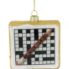 New 3.5" Crossword Puzzle with Pencil Glass Christmas Ornament Novelty