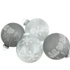 New 4 ct Gray and Clear Glass Ball Hanging Christmas Ornaments 3.25-Inch (80mm) Glass|Ball Ornaments
