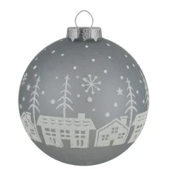 New 4 ct Gray and Clear Glass Ball Hanging Christmas Ornaments 3.25-Inch (80mm) Glass|Ball Ornaments