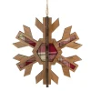 7" 3-D Faux Wood and Red Plaid Starburst Snowflake Christmas Ornament Icicles|Snowflakes
