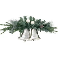 Sale 18" Decorated Pine Artificial Christmas Swag with Silver Bells Unlit Swags