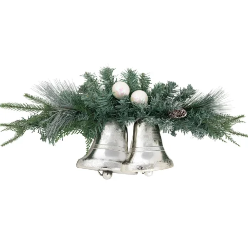 Sale 18" Decorated Pine Artificial Christmas Swag with Silver Bells Unlit Swags