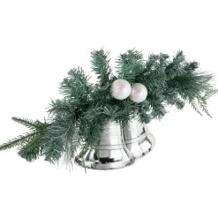 Sale 18" Decorated Pine Artificial Christmas Swag with Silver Bells Unlit Swags