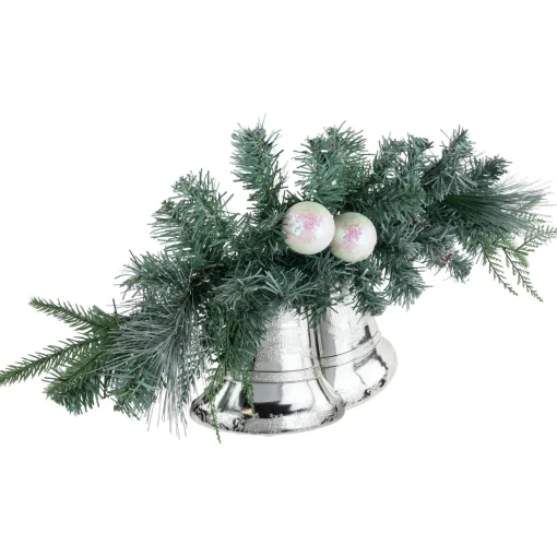 Sale 18" Decorated Pine Artificial Christmas Swag with Silver Bells Unlit Swags