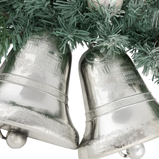 Sale 18" Decorated Pine Artificial Christmas Swag with Silver Bells Unlit Swags
