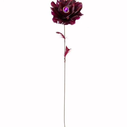 Sale 20.75" Deep Red Feather Peony Artificial Christmas Floral Pick Sprays, Picks & Branches