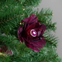 Sale 20.75" Deep Red Feather Peony Artificial Christmas Floral Pick Sprays, Picks & Branches