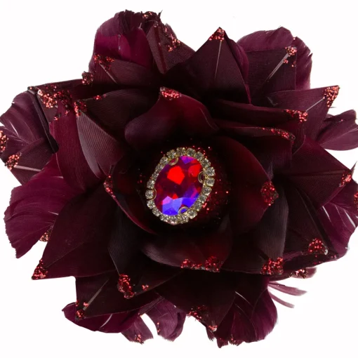Sale 20.75" Deep Red Feather Peony Artificial Christmas Floral Pick Sprays, Picks & Branches