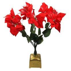 Best 20" Fiber Optic Lighted Red Poinsettia Artificial Christmas Plant Poinsettias