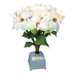 Sale 20" Fiber Optic Lighted White Poinsettia Artificial Christmas Plant Poinsettias