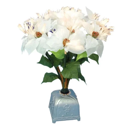 Sale 20" Fiber Optic Lighted White Poinsettia Artificial Christmas Plant Poinsettias