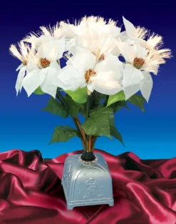 Sale 20" Fiber Optic Lighted White Poinsettia Artificial Christmas Plant Poinsettias