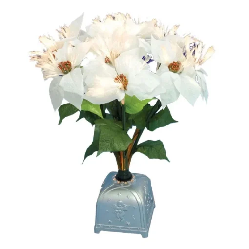 Sale 20" Fiber Optic Lighted White Poinsettia Artificial Christmas Plant Poinsettias