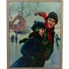 19" Fiber Optic Norman Rockwell 'Couple Ice Skating' Christmas Wall Art Door