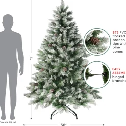 Outlet 7' Flocked Angel Pine Artificial Christmas Tree - Unlit Flocked