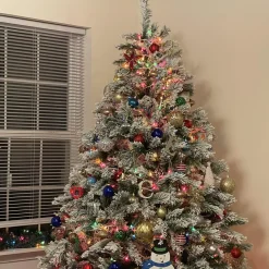 Outlet 7' Flocked Angel Pine Artificial Christmas Tree - Unlit Flocked