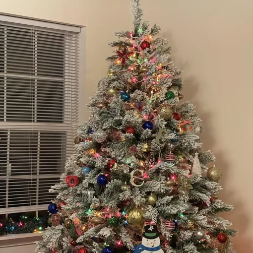 Outlet 7' Flocked Angel Pine Artificial Christmas Tree - Unlit Flocked