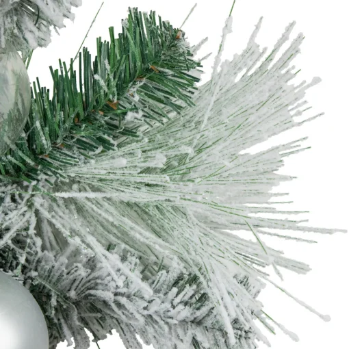 Clearance 6' Flocked Pine Artificial Christmas Garland with Iridescent Ornaments, Unlit Pre Decorated
