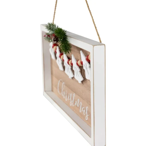 Sale 15.75" Framed Rustic "Merry Christmas" Beaded Wooden Wall Sign Wall