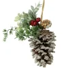Best 13" Frosted Pine Cone with Mixed Foliage Christmas Ornament Novelty