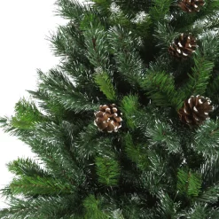 Best 6.5' Full Snowy Delta Pine with Pine Cones Artificial Christmas Tree, Unlit Unlit