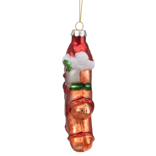 Hot 5" Gingerbread Man with Santa Hat Hanging Glass Christmas Ornament Gingerbread