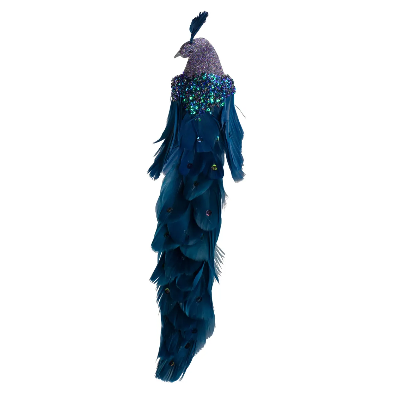 14.75" Glittered Blue and Green Peacock Christmas Clip-On Christmas Ornament Animals