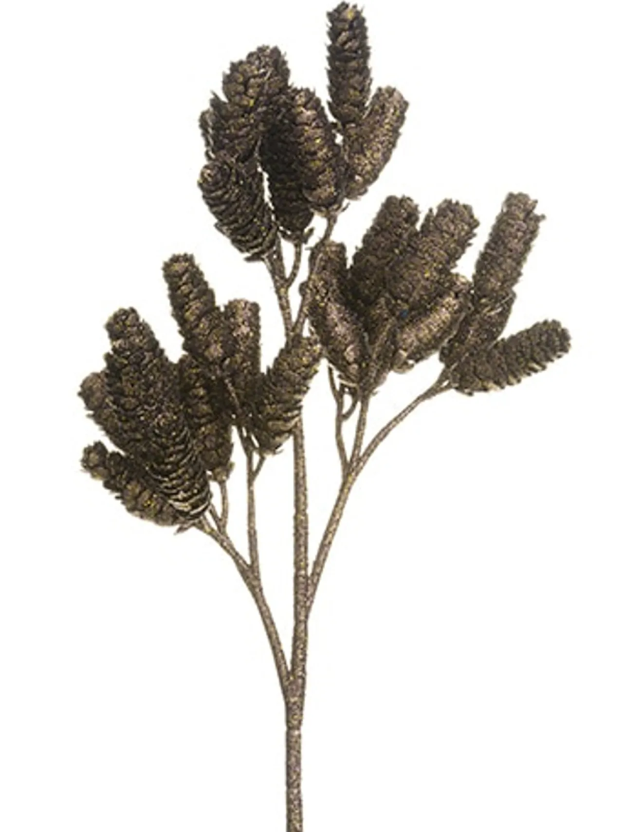 19" Glittered Brown Pine Cone Artificial Christmas Spray Sprays, Picks & Branches